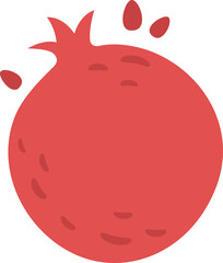 Minimalist vector illustration of a whole pomegranate with seeds falling around, representing freshness, health, and the juicy sweetness of this exotic fruit
