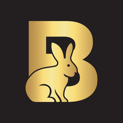 Initial Rabbit Logo Combine With Letter B Vector Template