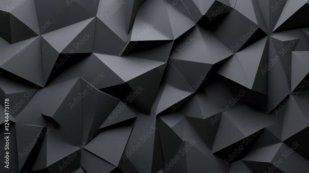 Aufkleber textured black abstract background with three-dimensional shapes creating depth and dimension
