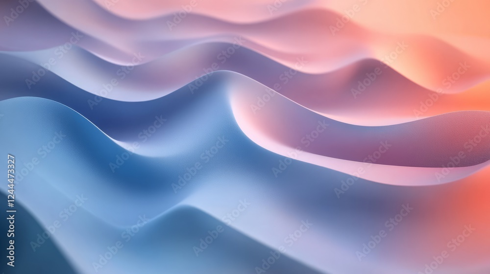 Poster flowing waves of color create an abstract background with soft textures and gradients in tranquil hu