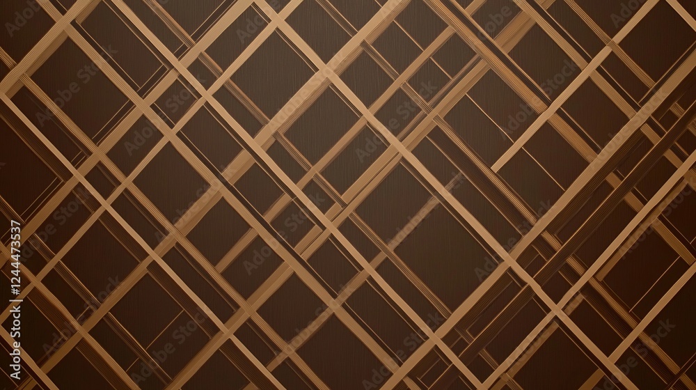 Poster exploring dynamic abstraction in a textured brown background with intersecting lines and geometric p