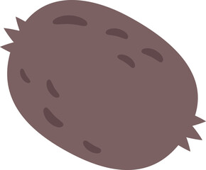 Kiwi fruit with brown skin and small hairs, isolated on a white background, simple flat vector illustration of a whole fruit, healthy food concept