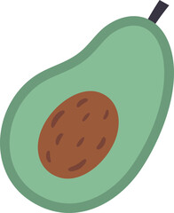Fototapeta premium Minimalist vector illustration of a ripe avocado cut in half, showcasing its light green skin and large brown seed, ideal for healthy food or vegan lifestyle concepts