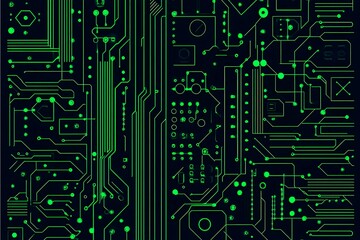 Abstract close-up of a glowing blue digital circuit board, showcasing intricate connections and technological design on a black background.
