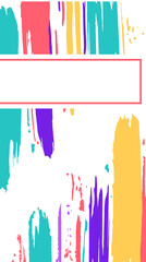 Colorful brush strokes creating a vibrant and artistic background with a blank rectangular space perfect for adding text or design elements
