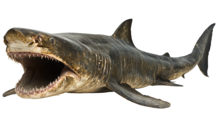 Fierce shark encounter ocean depths wildlife underwater isolated on transparent background