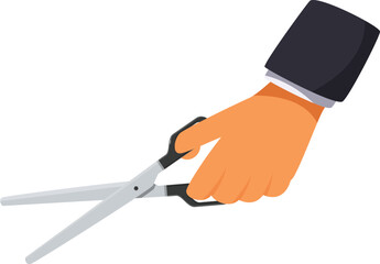 Hand holding scissors ready for cutting, inauguration or opening ceremony