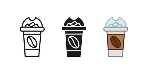 Iced coffee icon. Cold beverage vector illustration. Takeaway espresso symbol. Refreshing summer drink sign. Barista frappe energy concept.