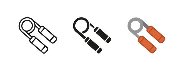 Hand grip strengthener icon. Training tool for hand and finger strength vector illustration. Fitness and exercise equipment symbol. Workout resistance device sign. Gym power training concept.
