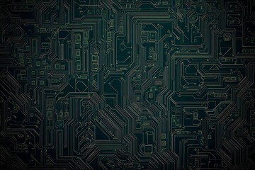 Abstract close-up of a glowing blue digital circuit board, showcasing intricate connections and technological design on a black background.
