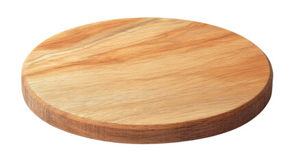Round wooden cutting board isolated on transparent background