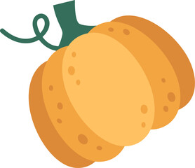 Colorful illustration showcasing a ripe pumpkin with a green stem, highlighting the autumn harvest theme. Perfect for seasonal designs and festive fall decorations