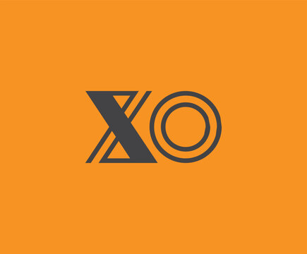 Bold black lettering 'XO' with geometric elements on a vivid orange background, ideal for branding, design, or modern creative projects.