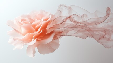 Delicate pink rose with flowing silk background for floral art and design