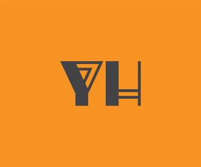 Bold black lettering 'YH' with geometric elements on a vivid orange background, ideal for branding, design, or modern creative projects.