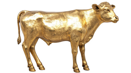 Golden calf statue representing wealth, power, and success on transparent background