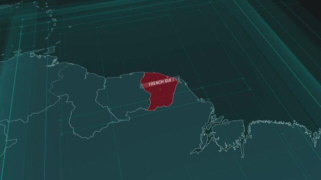 Zoom in to the map of French Guiana, with text and textless