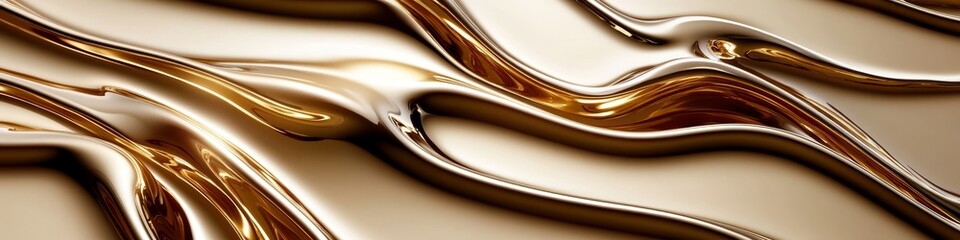 Abstract Liquid Gold. Flowing Molten Metal, Shiny Metallic Texture. Luxury Design Element.