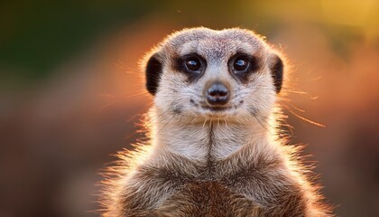 Intimate Encounter with a Curious Meerkat A Portrait of Vigilance and Determination against Desert Sand and Scorching Sun