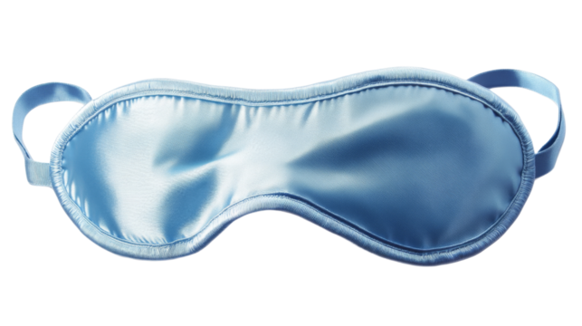 Light blue sleeping mask on transparent background for restful sleep