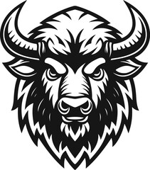 Bull head icon isolated on white background. Design element for poster, t-shirt, emblem, sign. Vector illustration