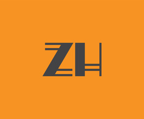 Bold black lettering 'ZH' with geometric elements on a vivid orange background, ideal for branding, design, or modern creative projects.