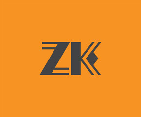 Bold black lettering 'ZK' with geometric elements on a vivid orange background, ideal for branding, design, or modern creative projects.