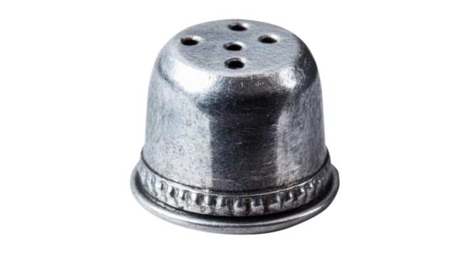 Vintage metal salt shaker on transparent background: exhibiting classic design and functionality