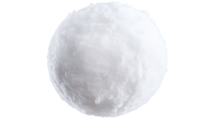 Perfect snowball floating on transparent background, winter fun and games