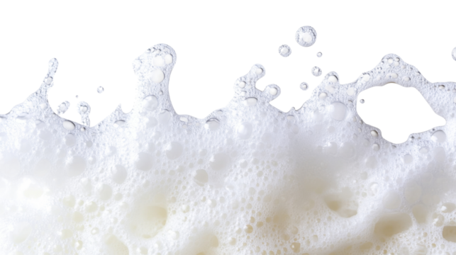 Soap suds creating bubbles on transparent background
