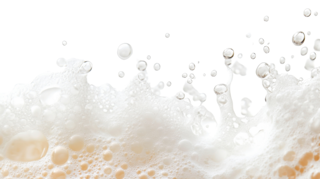 Beer foam splashing with transparent background for easy integration
