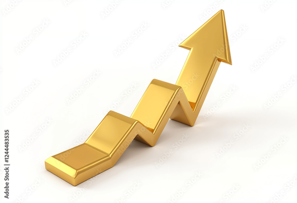 Fototapete a 3d rendering of a gold arrow pointing upward, symbolizing growth, success, and financial prosperit
