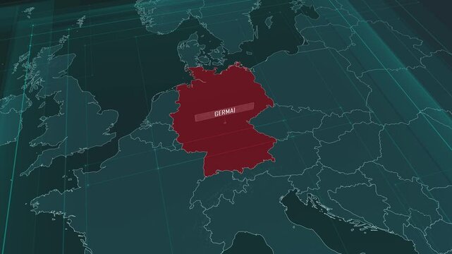Zoom in to the map of Germany, with text and textless