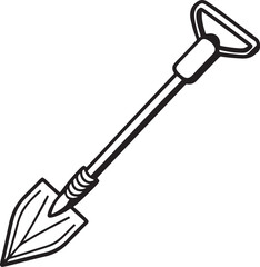 Auger Rustic Tool for Gardening, Silhouette vector art illustration with a white background