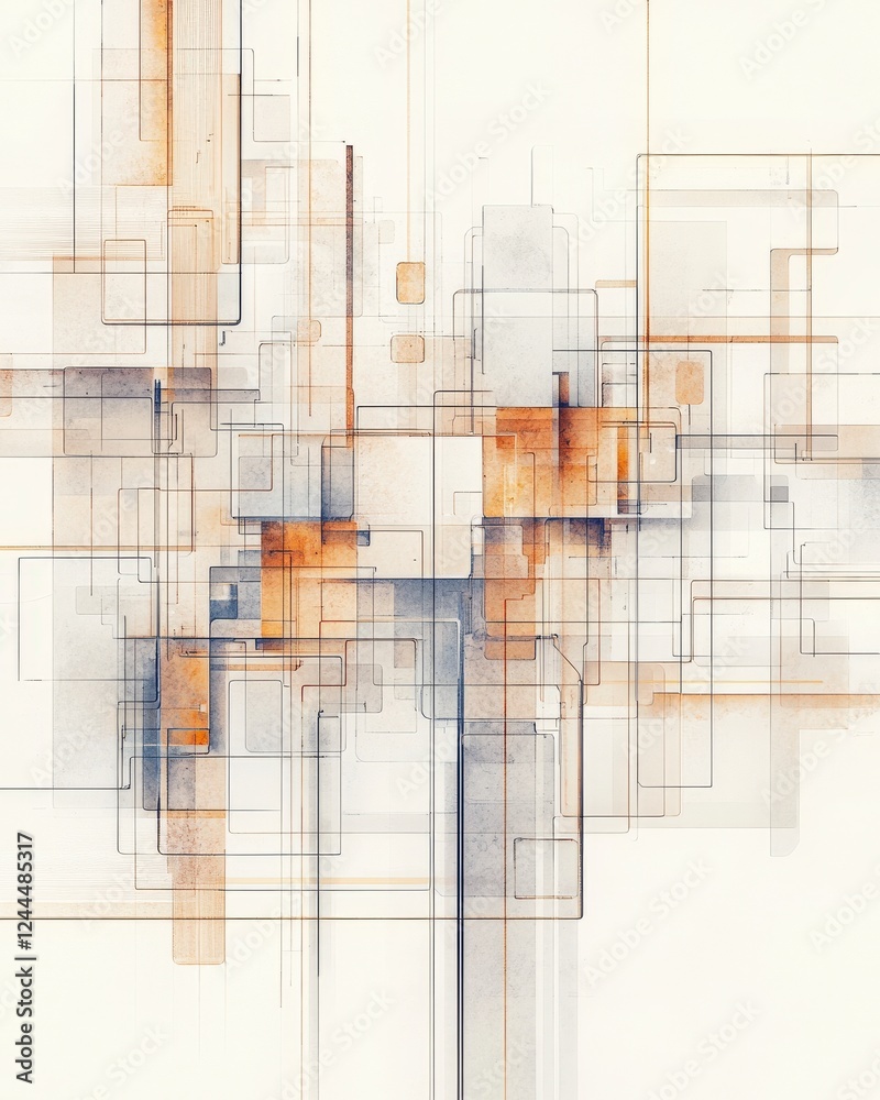 Poster an abstract composition showcasing intricate patterns and textures. a blend of geometric shapes in s