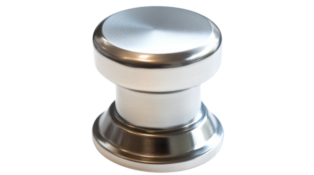 Modern metallic and white push button on transparent background