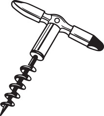 Auger Rustic Tool for Gardening, Silhouette vector art illustration with a white background