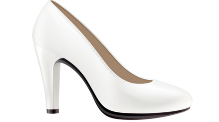 White elegant high heel shoe with transparent background