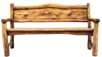 Rustic wooden bench isolated on transparent background
