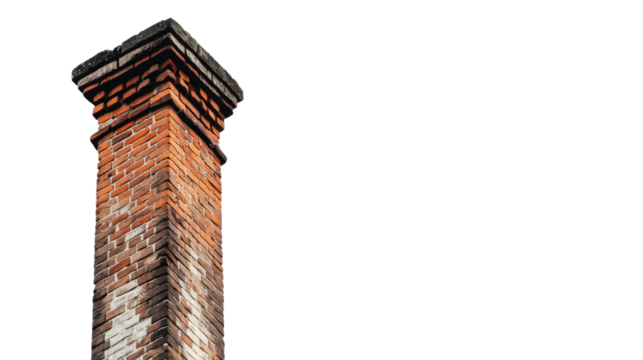 Old brick chimney rising against transparent background - Powered by Adobe