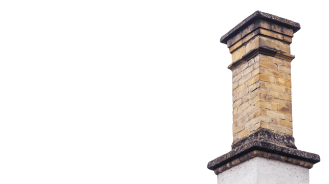 Old brick chimney isolated on transparent background