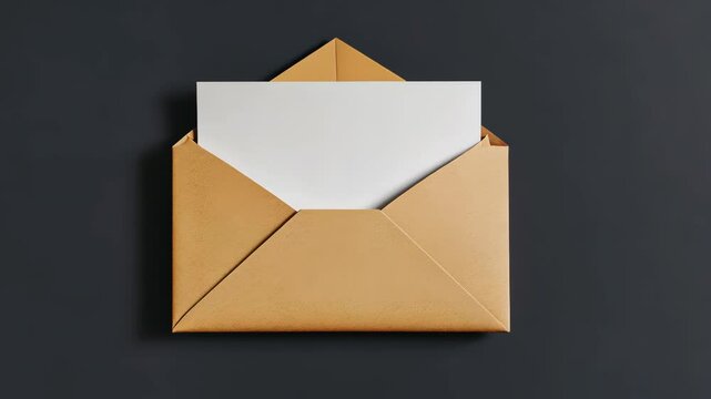 Envelope opening sequence with letter extraction revealing message