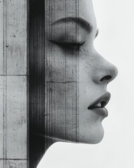 A captivating side profile portrait highlighting a serene expression, blending subtle textures that evoke a sense of inner peace and contemplation.