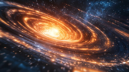 Obraz premium Cosmic consciousness visualization with swirling energy patterns, sacred geometry, and luminous neural networks in deep space. Sacred Spaces & Temples. Illustration