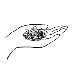 アーモンドを手のひらにのせるイラスト