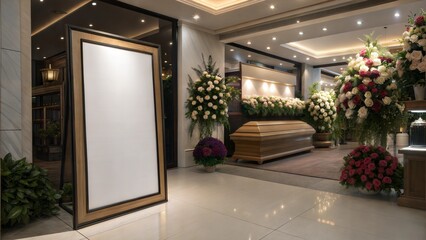 Elegant Funeral Shop Poster Mockup in Cinematic Light