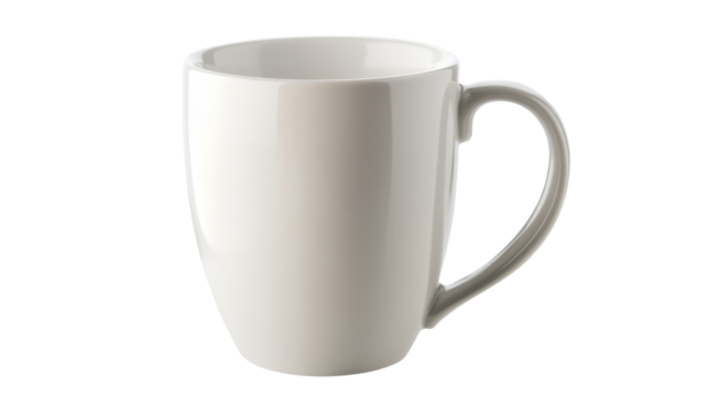 White mug standing on transparent background ready for customization