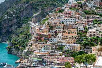 Naklejka premium Colorful Buildings and sea in Positano, Amalfi Coast, Italy