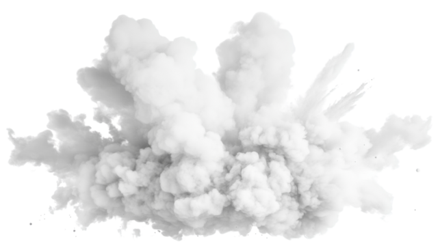 Realistic explosion smoke effect with transparent background for compositing