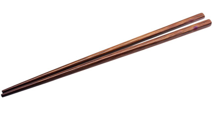 Pair of wooden chopsticks isolated on transparent background